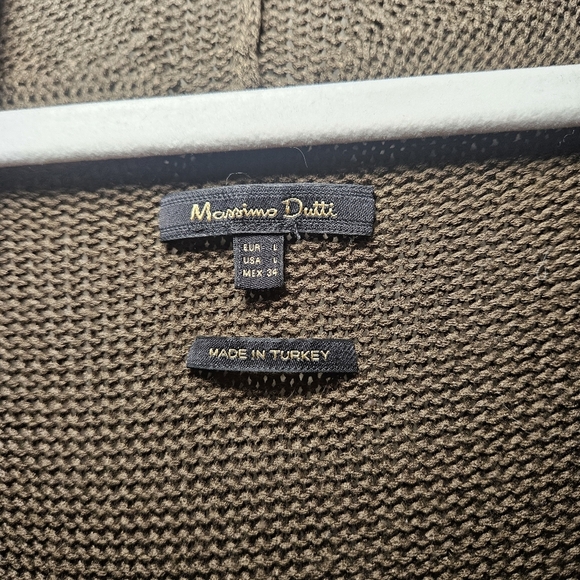 Massimo Dutti Long Olive Green Knit Cardigan - Picture 3 of 7